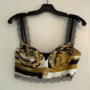 Versace Baroque Pattern Cropped Top- Size 40 which is a U.S. S